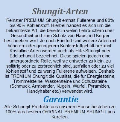 Schungit HANDYHALTER "Strahlenschutz" Handy Halter für positive Lebensenergie + Harmonie + Schutz. Passend für jedes Mobiltelefon Smartphone mit TÄSCHCHEN & BESCHREIBUNG