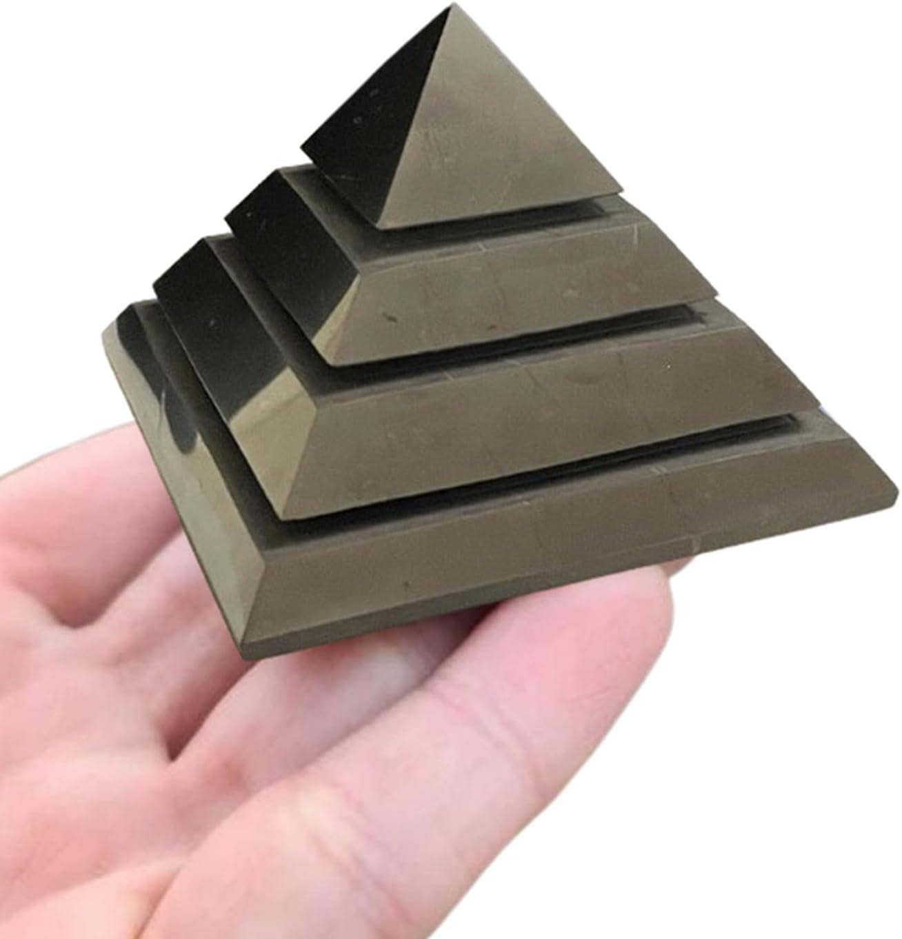 Schungit "SAKKARA" Pyramide 7cm poliert 3-tlg SET "Heilungspyramide" KRAFT DES SCHUNGIT für Strahlen Schutz - Handy - Meditation - Selbstschutz - Schutzschild - Negative Energie abwehren.