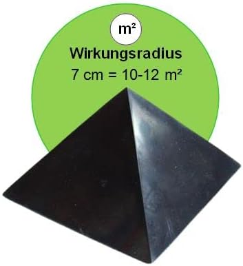 SCHUNGIT Pyramide 7cm [3-tlg SET] 1x POLIERTE Pyramide 70mm für SCHUTZ, NEGATIVES abschirmen, Home-Office uvm. Inklusive 1x TÄSCHCHEN und 1x BESCHREIBUNG [ORIGINAL aus KARELIEN).