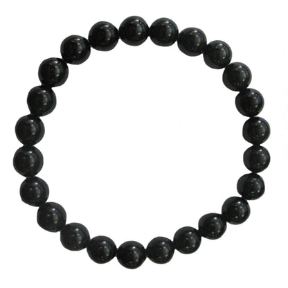 SCHUNGIT Premium Shungit Edelstein AKTIV Schmuck ARMBAND (8mm Kugeln, elastisch) + BESCHREIBUNG.