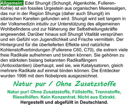 SCHUNGIT Edel Shungit 360 Pulver Kapseln. Mikrofeine Premium Qualität aus Karelien. NATUR PUR - OHNE ZUSATZSTOFFE - OHNE FÜLLSTOFFE. Abgefüllt in Deutschland.